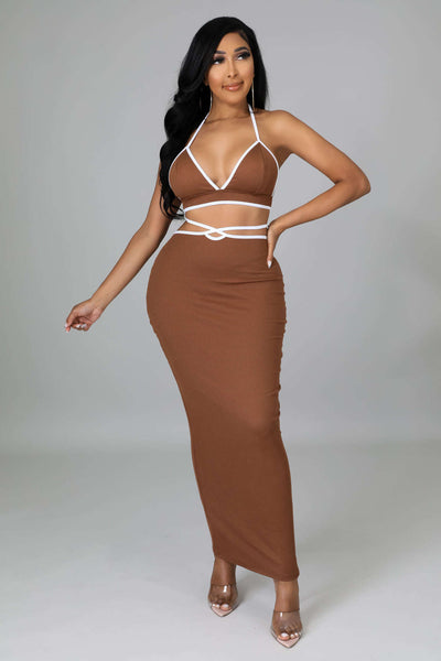 Fasheabe Triangle Top High Waisted 2 Piece Skirt Set