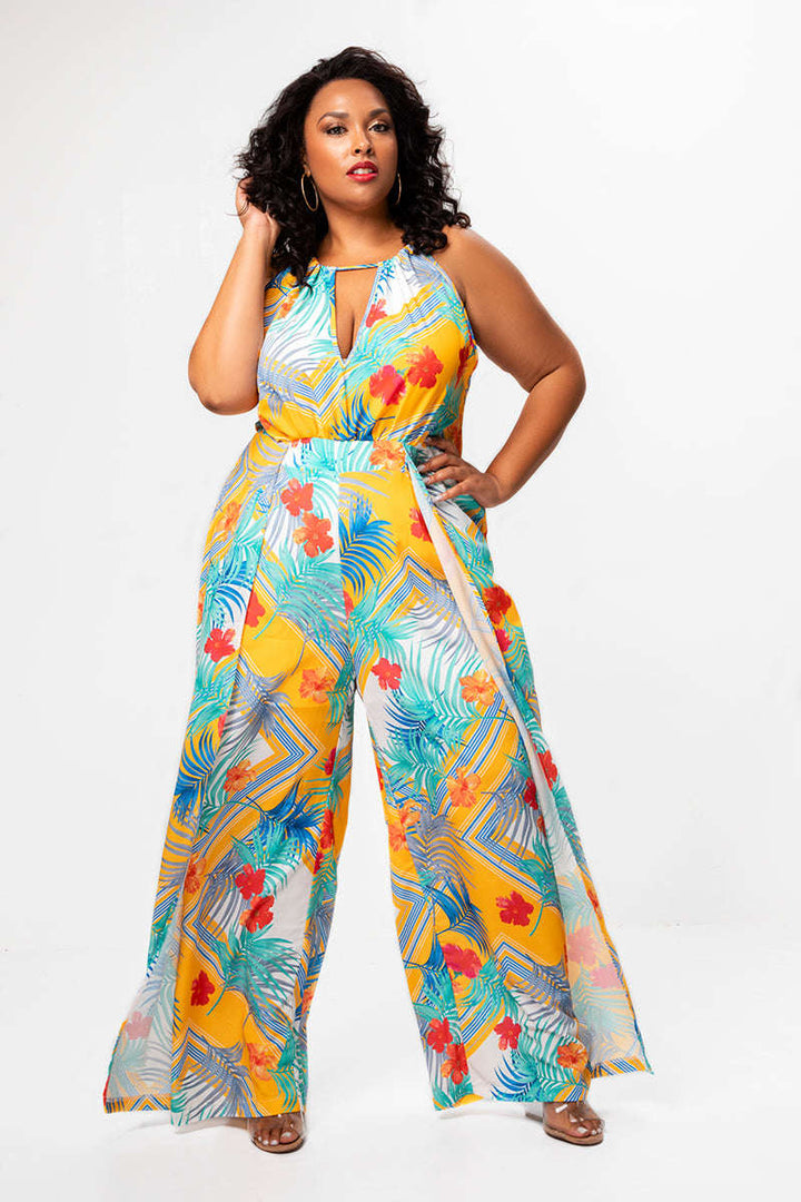 Fasheabe Tropical Flow Jumpsuit - Mix Print