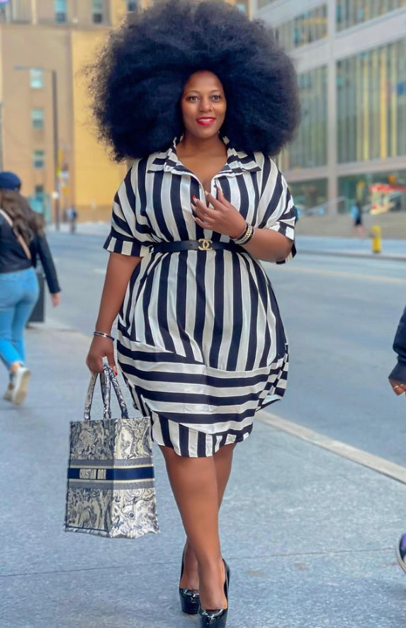 The Zelda Shirt Dress Black & White Striped Shirt Dress