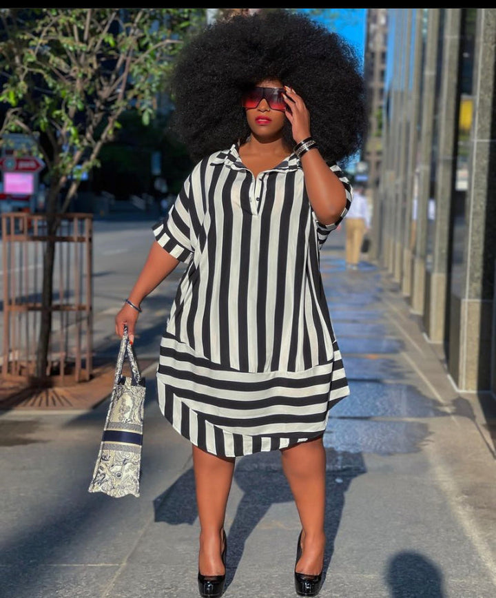 The Zelda Shirt Dress Black & White Striped Shirt Dress