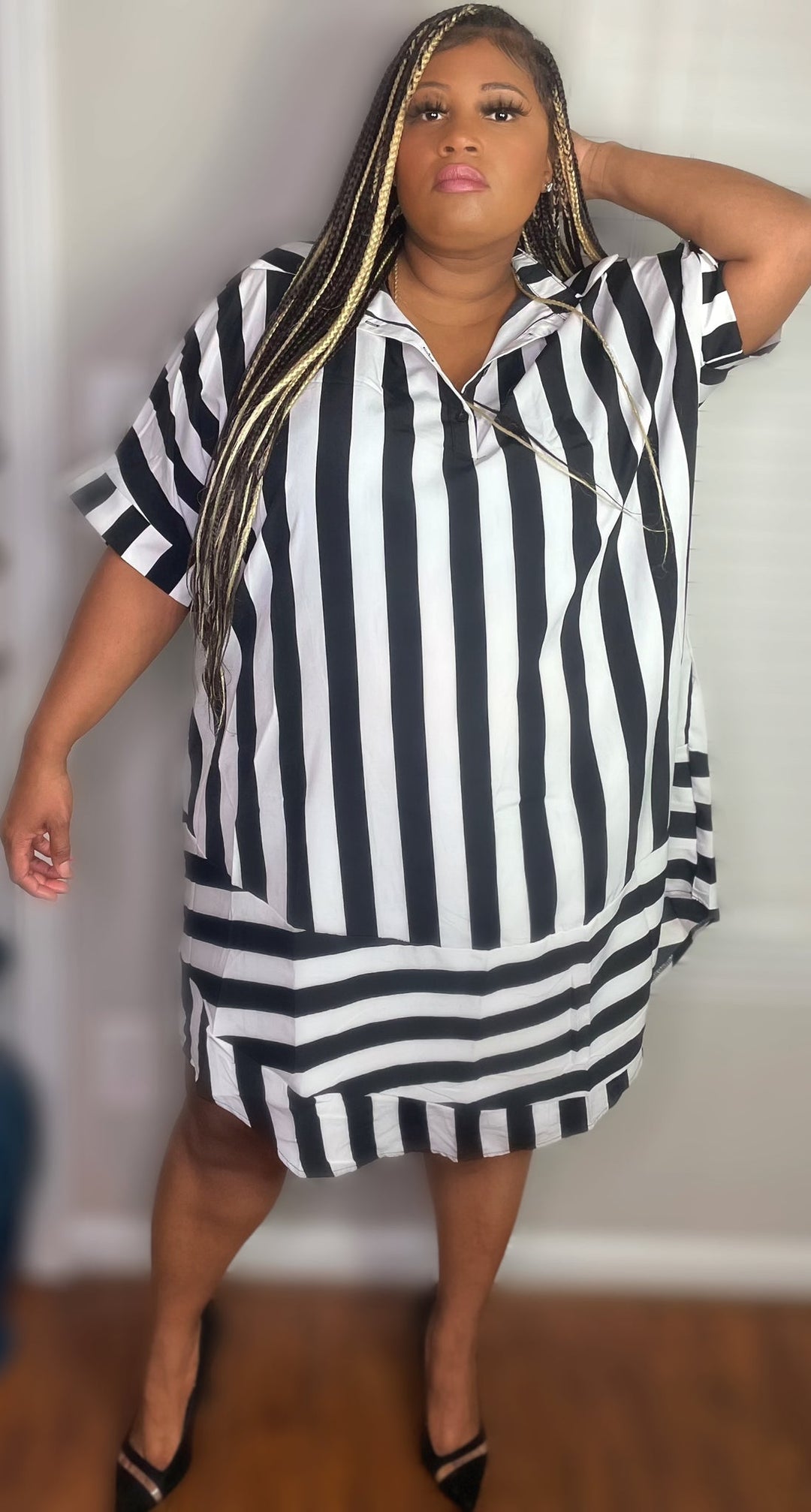 The Zelda Shirt Dress Black & White Striped Shirt Dress